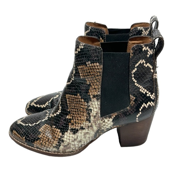 Madewell Snakeskin Leather Regan Booties Women's 9.5 Pull On Block Heel - Picture 6 of 12